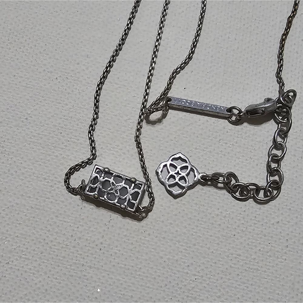 Kendra Scott Silver and Slate Grey Cats Eye Necklace - Picture 5 of 5